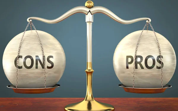 Eksilerin ve profesyonellerin dengede kalmasının metaforu - hayattaki ya da işteki eksilerin ve artıların denge ve simetrisini sembolize eden ağırlık ve etiketlerle metal bir ölçek olarak gösterildi, 3d illüstrasyon