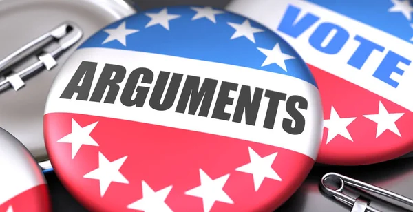 Argumenten Verkiezingen Afgebeeld Als Pin Back Knoppen Met Amerikaanse Vlag — Stockfoto
