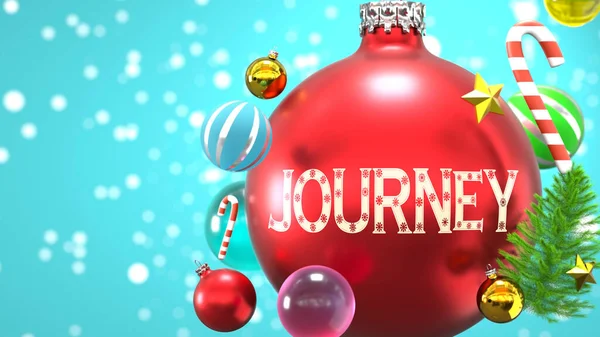 Journey Xmas Holidays Pictured Abstract Christmas Ornament Ball Word Journey — Stock Photo, Image