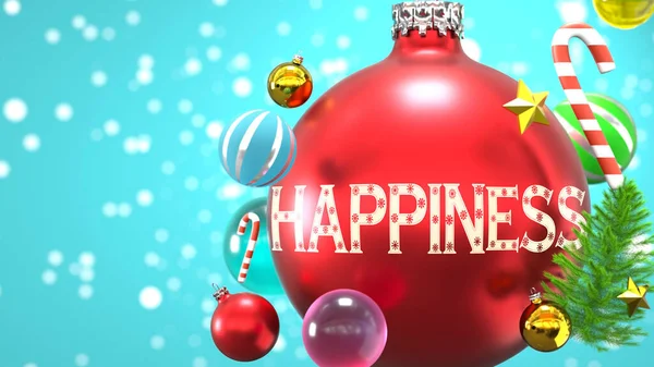 Happiness Xmas Holidays Pictured Abstract Christmas Ornament Ball Word Happiness — Stock Photo, Image