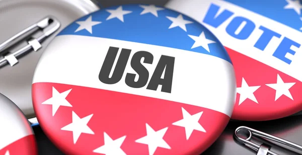 Usa Und Wahlen Den Usa Dargestellt Als Pin Back Tasten — Stockfoto