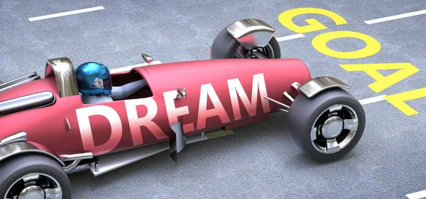 Dream Aiuta Raggiungere Gli Obiettivi Raffigurato Come Una Macchina Corsa — Foto Stock