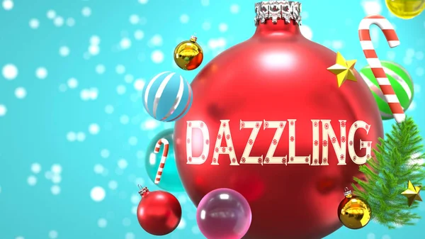 クリスマス休暇中の見事な接続と重要性を象徴する言葉で抽象的なクリスマスの装飾ボールとして描かれた見事なとクリスマスの休日 3Dイラスト — ストック写真
