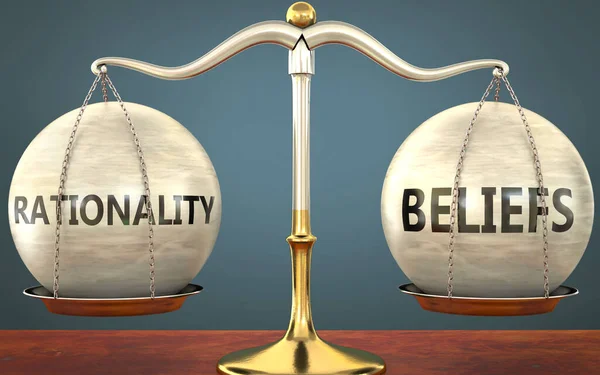 Rationalité Croyances Équilibre Représenté Comme Une Balance Métallique Avec Des — Photo