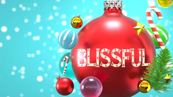 Blissful Xmas Holidays Pictured Abstract Christmas Ornament Ball Word Blissful — Stock Photo, Image
