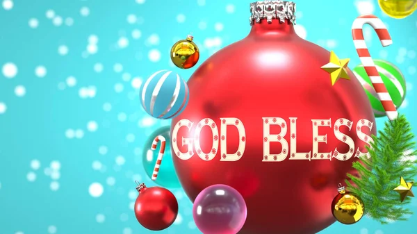 God Bless Xmas Holidays Pictured Abstract Christmas Ornament Ball Word — Stock Photo, Image