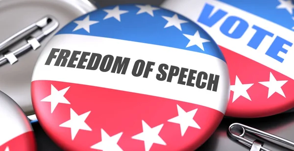 Redefreiheit Und Wahlen Den Usa Dargestellt Als Pin Back Tasten — Stockfoto