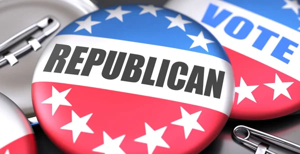 Republicano Elecciones Los Representado Como Botones Con Bandera Estadounidense Para — Foto de Stock