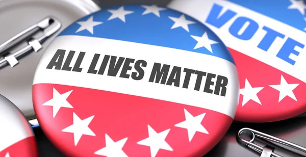 Amerika Daki Tüm Hayatlar Seçimler Amerikan Bayrağının Iğnelenmiş Düğmeleri Olarak — Stok fotoğraf