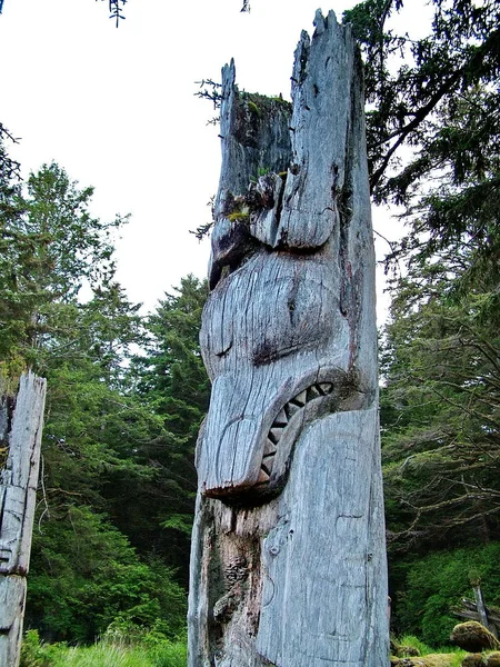 Historyczny Totem Polacy Kolumbia Brytyjska Kanada — Zdjęcie stockowe