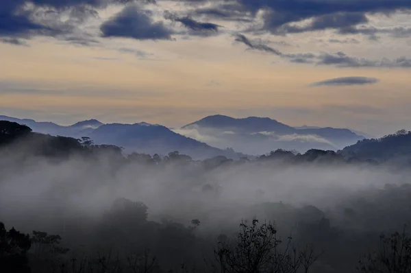 Misty Sunrise Mountains Carara National Park — стокове фото