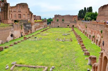 Roma, İtalya, 9 Eylül 2015: Palatine Hill 'deki kalıntılar