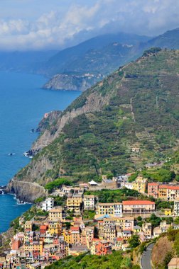 Liguria, İtalya 'daki Cinque Terre boyunca Riomaggiore