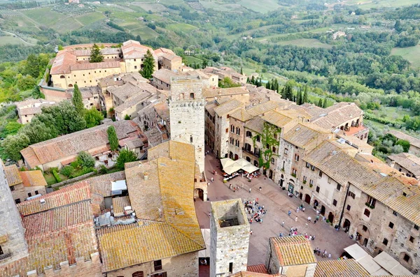 Toscana Itália Setembro 2015 Turistas Famosa Cidade Medieval San Gimignano — Fotografia de Stock