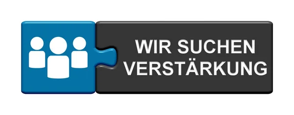 Geïsoleerde Puzzel Knop Met Mensen Symbolen Weergegeven Wij Duitse Taal — Stockfoto