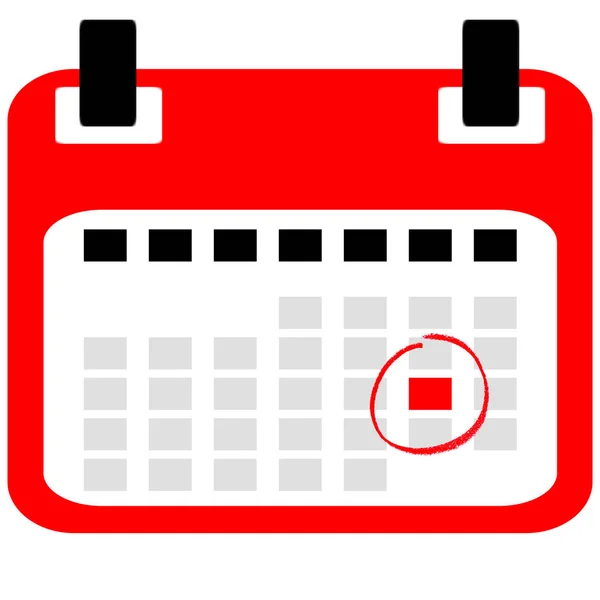 Rotes Isoliertes Kalendersymbol Mit Speichern Der Datumserinnerung — Stockfoto