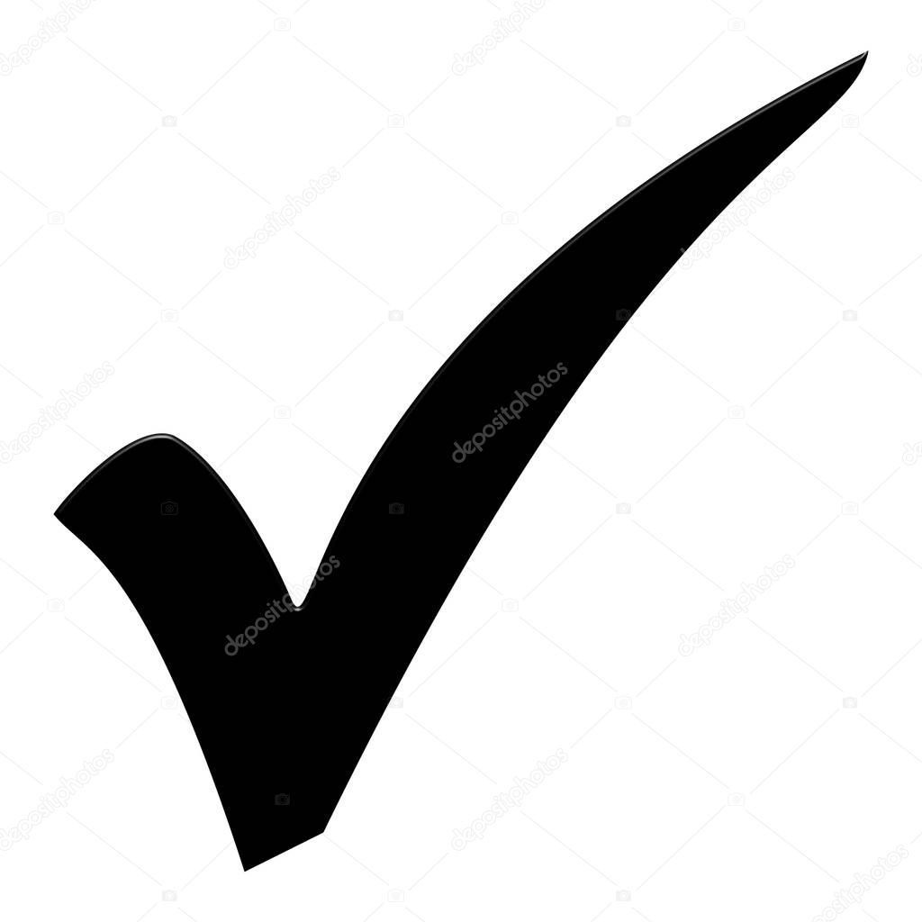 Isolated black tick symbol for checklist