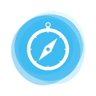 Pusula simgesini ışık mavi yuvarlak düğmeyle izole