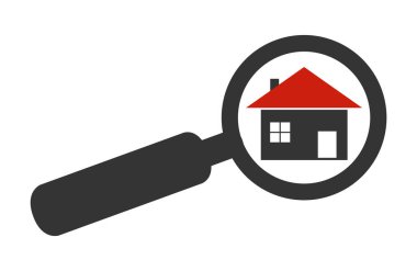 İzole büyüteç simgesini ev veya gayrimenkul