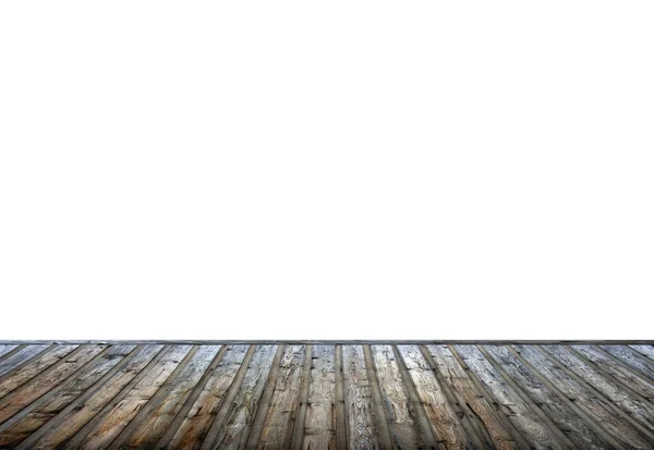 Пустая Деревянная Поляна Изолированной Белой Стеной — стоковое фото