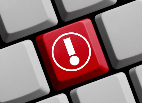 Red Computer Keyboard Showing Exclamation Mark — Stock Photo, Image