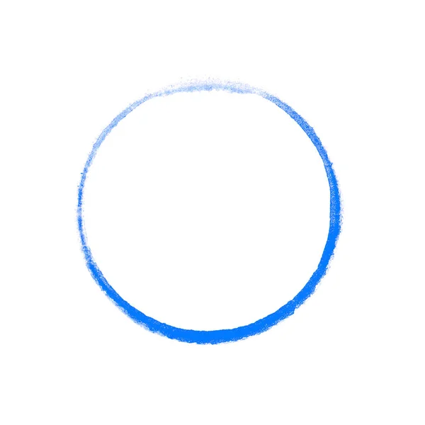 Isolato Cerchio Dipinto Mano Blu Con Pennello — Foto Stock