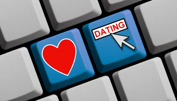 Computertastatur Mit Mauspfeil Und Rotem Herz Mit Online Dating — Stockfoto