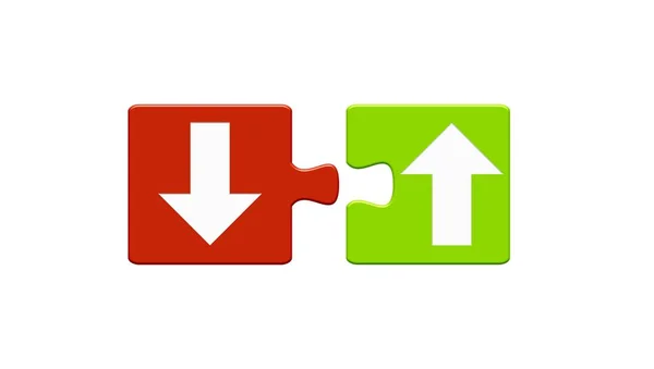 Isolated Puzzle Button Two Pieces Showing Arrow — Stock Photo, Image