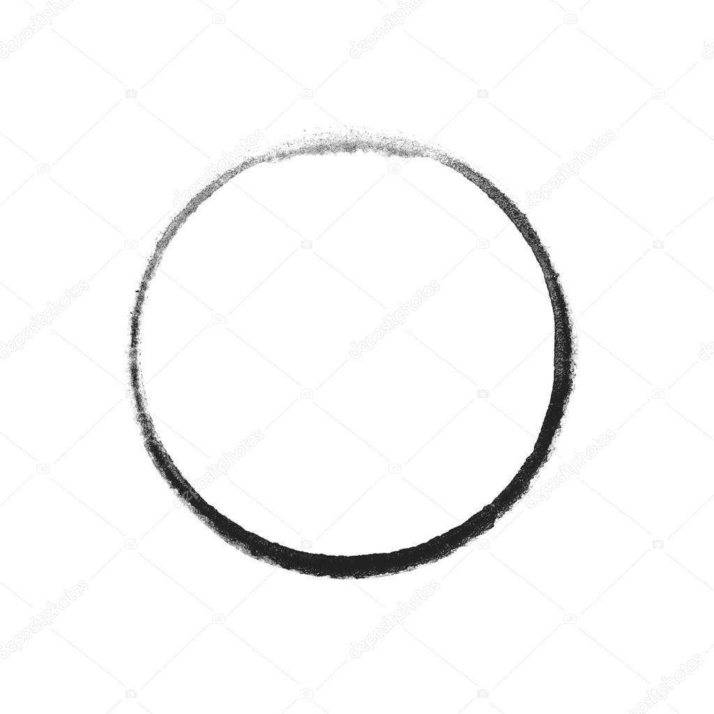 Isolated, black hand painted circle with paintbrush