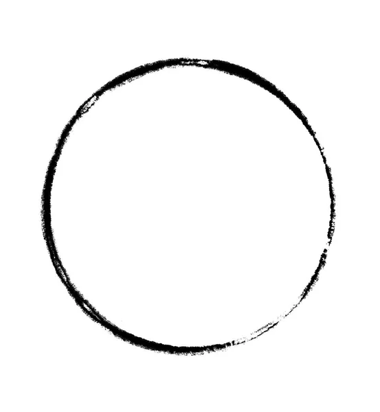 用刷子或铅笔制作的黑色圆圈示意图 — 图库照片