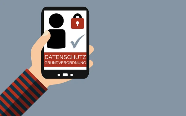 Hand Som Håller Smartphone Europeisk Dataskyddslagstiftning Platt Design — Stockfoto