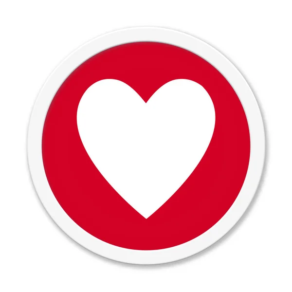 Runder Isolierter Roter Knopf Herzsymbol — Stockfoto