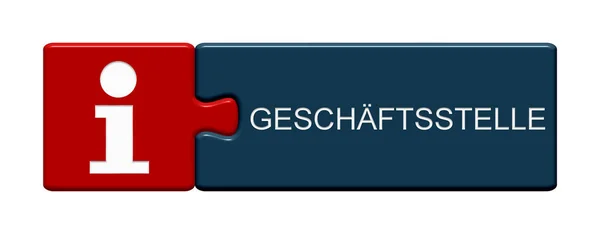 Botão Puzzle Isolado Com Símbolo Informação Mostrando Ramo Língua Alemã — Fotografia de Stock