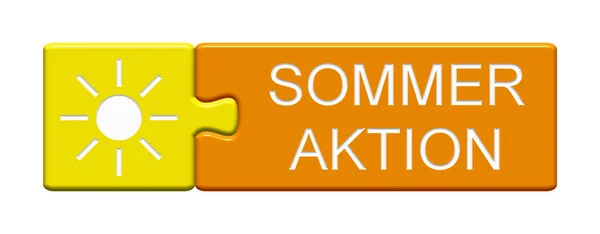 Isolierte Puzzle Taste Mit Sonnensymbol Die Sommeraktion Deutscher Sprache Zeigt — Stockfoto