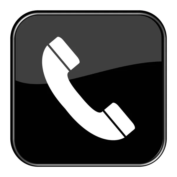 Botón Teléfono Negro Aislado — Foto de Stock
