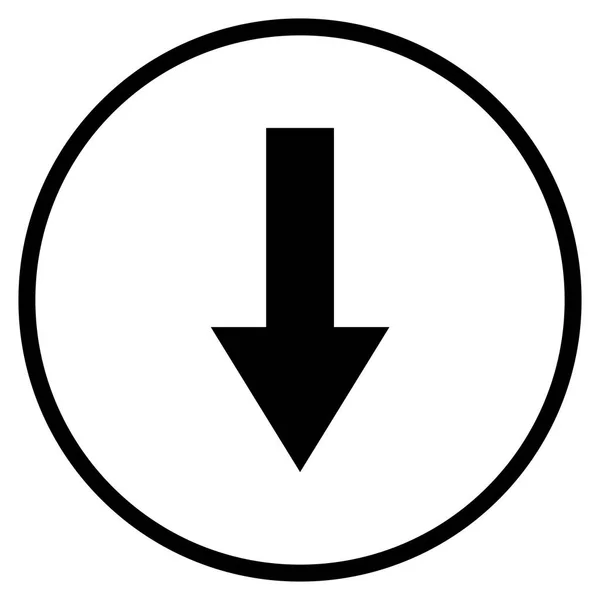 向下箭头符号 用于导航的圆形平面图标 — 图库照片