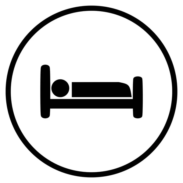 Bed Symbol - Flat Icon in circle for Hotel Cabin or Slleeping Room