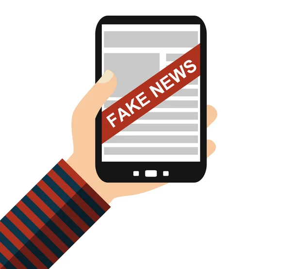 Smartphone Der Hand Fake News Flaches Design — Stockfoto