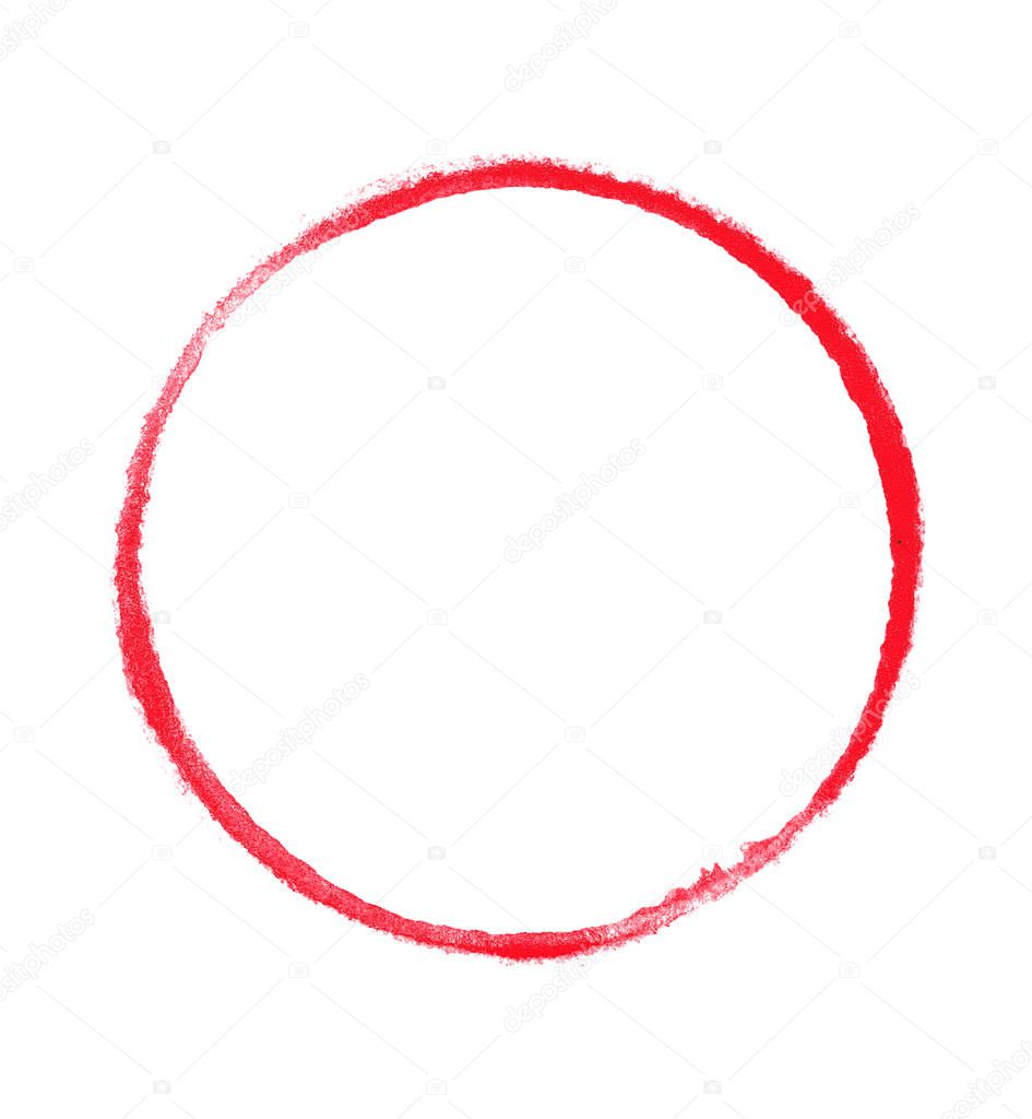 Hand drawn sketch of red watercolor circle painted with brush