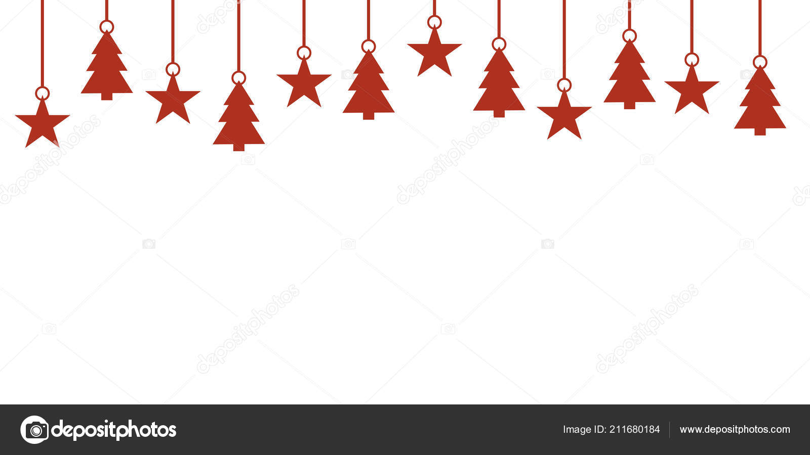 Simple White Red Christmas Banner Hanging Christmas