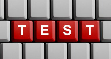 Test gösterilen Kırmızı bilgisayar klavye
