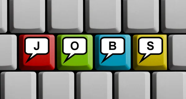 彩色电脑键盘显示爱的语音气泡 — 图库照片