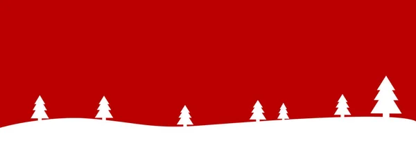 Semplice Carta Banner Natale Ampio Con Sfondo Rosso Bianco Paesaggio — Foto Stock