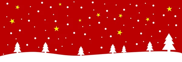 冬の風景 星と雪の結晶と赤いクリスマスの背景 — ストック写真