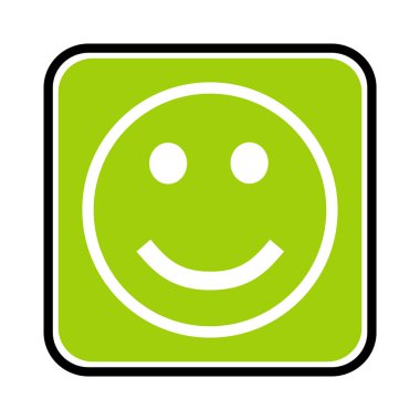 Yeşil mutlu geribildirim yüz kutusunda izole simgesi