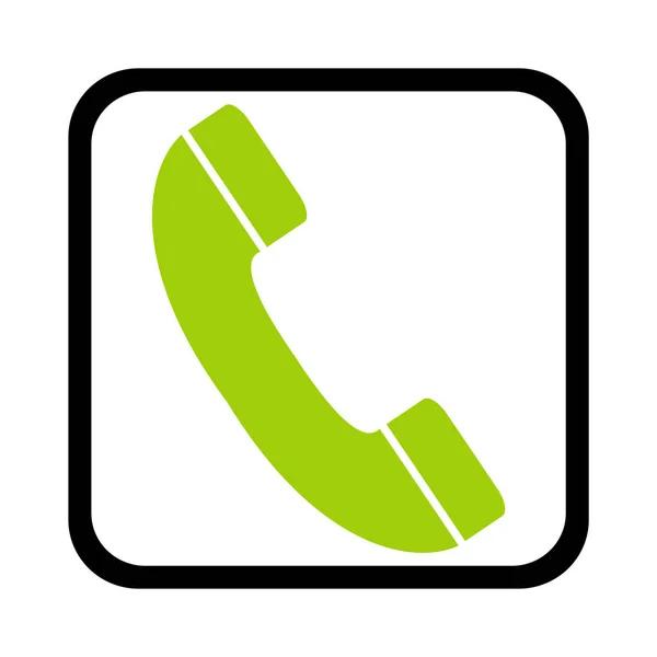 Ícone Telefone Verde Isolado Caixa — Fotografia de Stock
