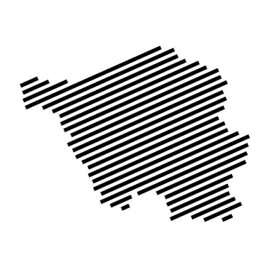 Saarland - Saarland Federal Eyaleti izole çizgili siluet Haritası