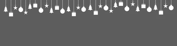 Simple Dark Grey Wide Christmas Banner White Hanging Christmas Decoration — Stock Photo, Image