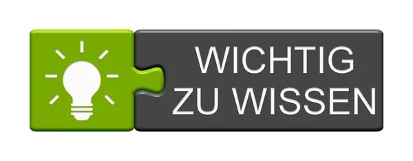 Isolated Puzzle Button Light Bulb Symbol Showing Important Know German — Stock Photo, Image