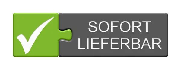 Botão Puzzle Isolado Com Símbolo Carrapato Disponível Agora Alemão — Fotografia de Stock